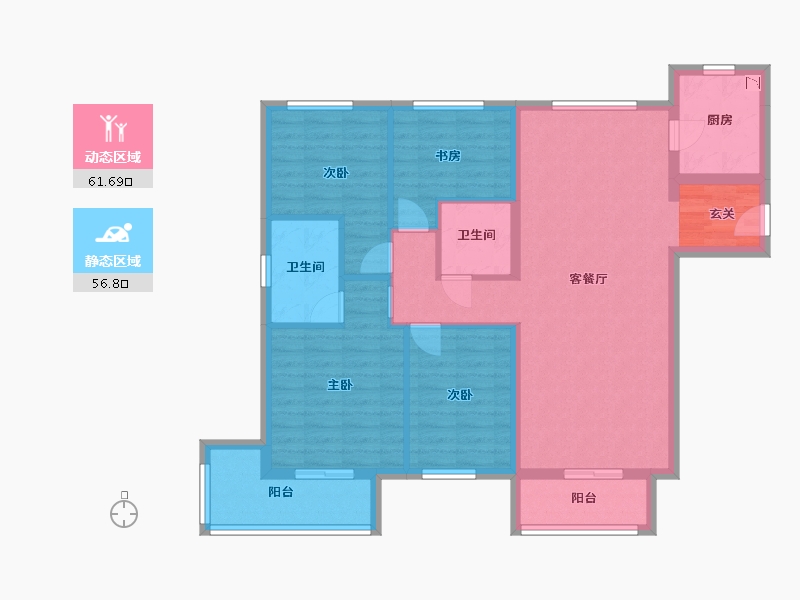 北京-北京市-北科建翡翠华庭-105.92-户型库-动静分区