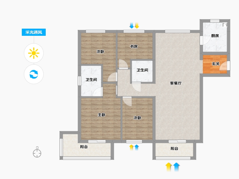 北京-北京市-北科建翡翠华庭-105.92-户型库-采光通风