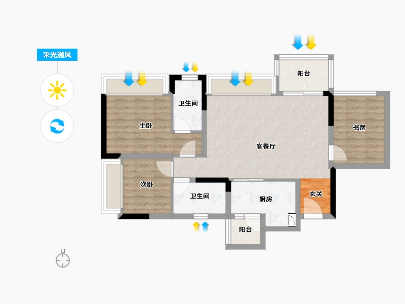 重庆-重庆市-江山�出-76.27-户型库-采光通风