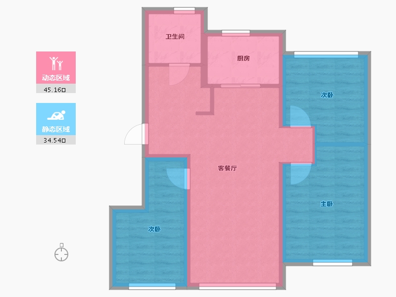 辽宁省-大连市-大连龙湖阳光城雲峰原著-70.98-户型库-动静分区