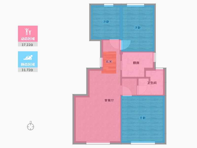 北京-北京市-熙湖悦著-61.72-户型库-动静分区