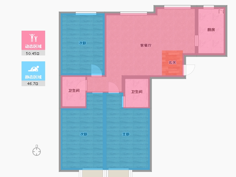 江苏省-南通市-京贸国际城-86.33-户型库-动静分区