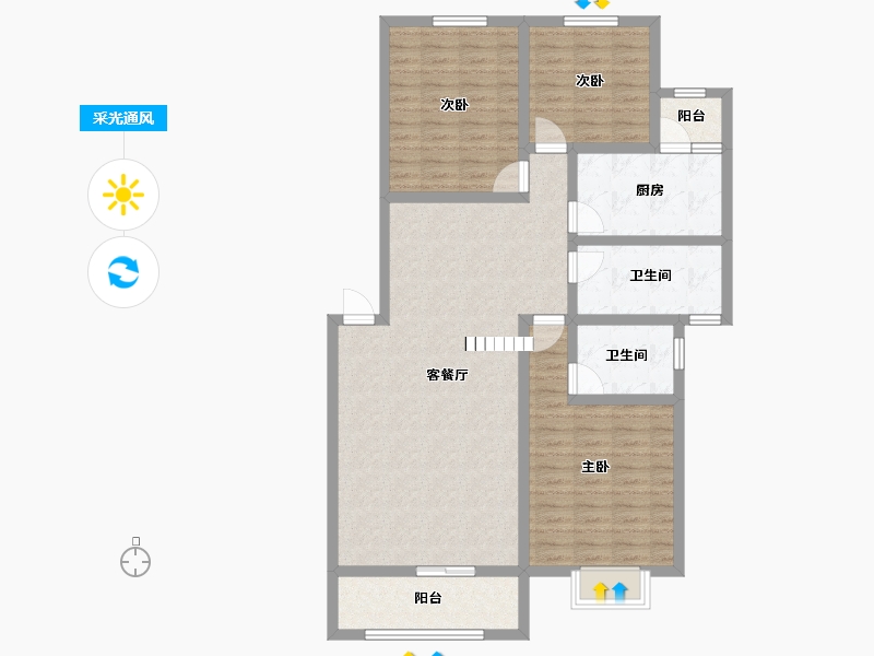 四川省-绵阳市-丽景花城-109.96-户型库-采光通风