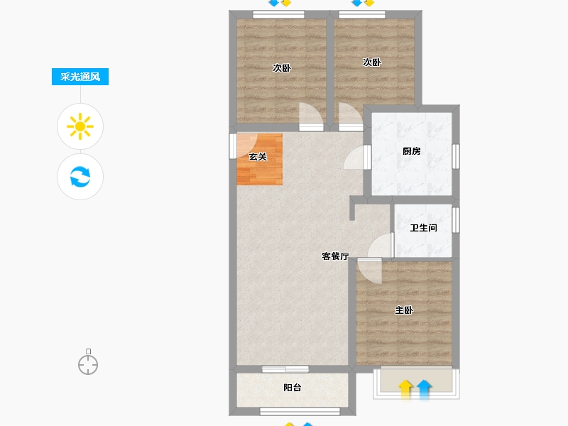 河北省-廊坊市-绿宸・凤栖华府-72.50-户型库-采光通风