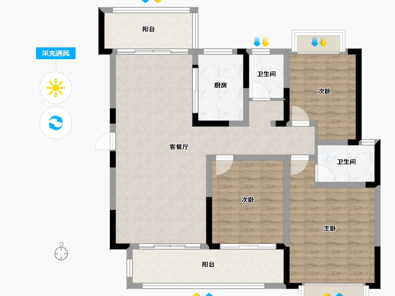 江苏省-南京市-荣盛鹭岛荣府-114.00-户型库-采光通风