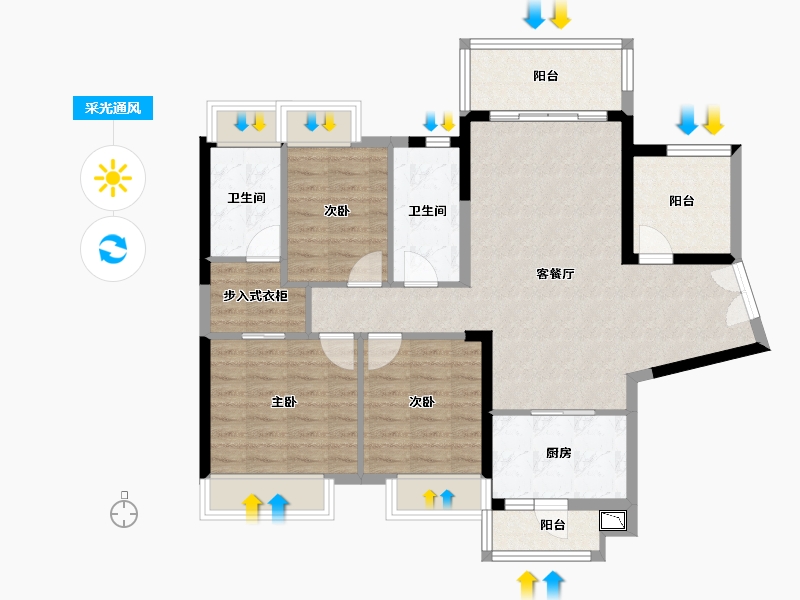 广东省-江门市-保利中央公园-95.13-户型库-采光通风