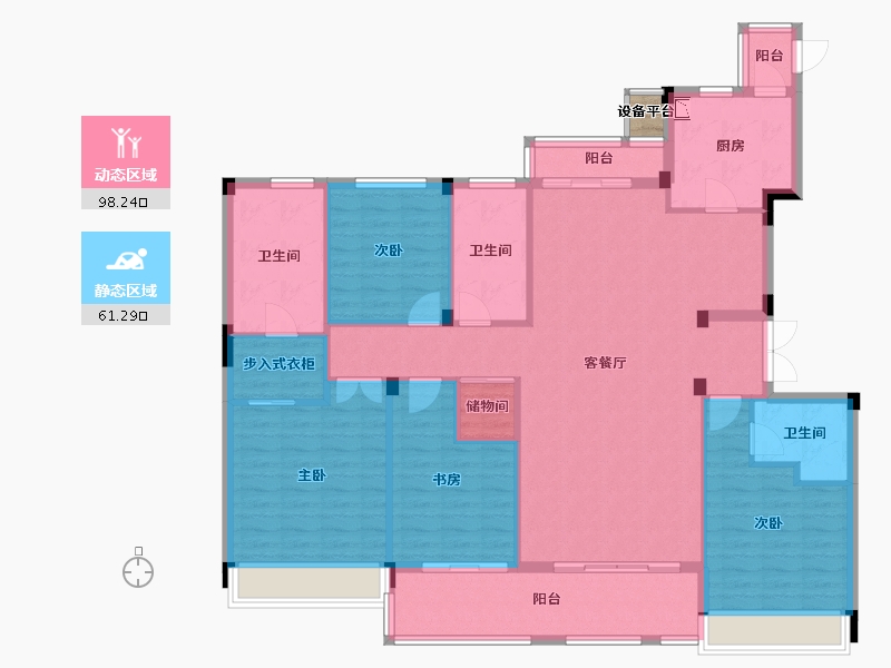 浙江省-杭州市-华夏四季-146.54-户型库-动静分区