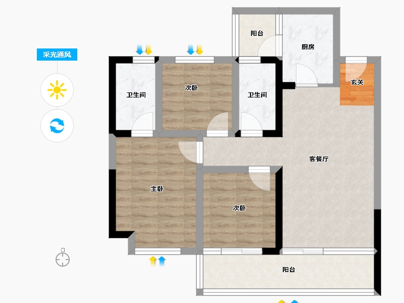 福建省-宁德市-世邦三千府-73.00-户型库-采光通风