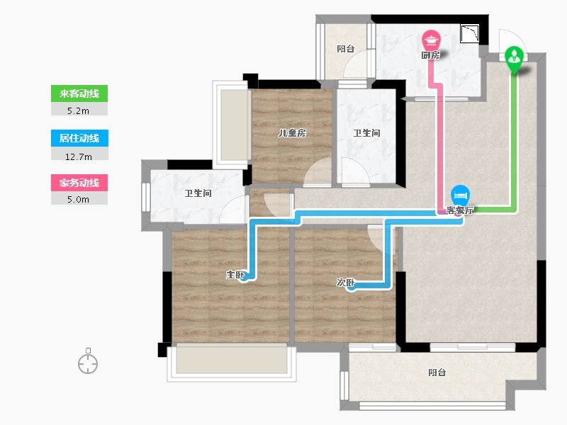 广西壮族自治区-柳州市-云星钱隆世家-80.03-户型库-动静线