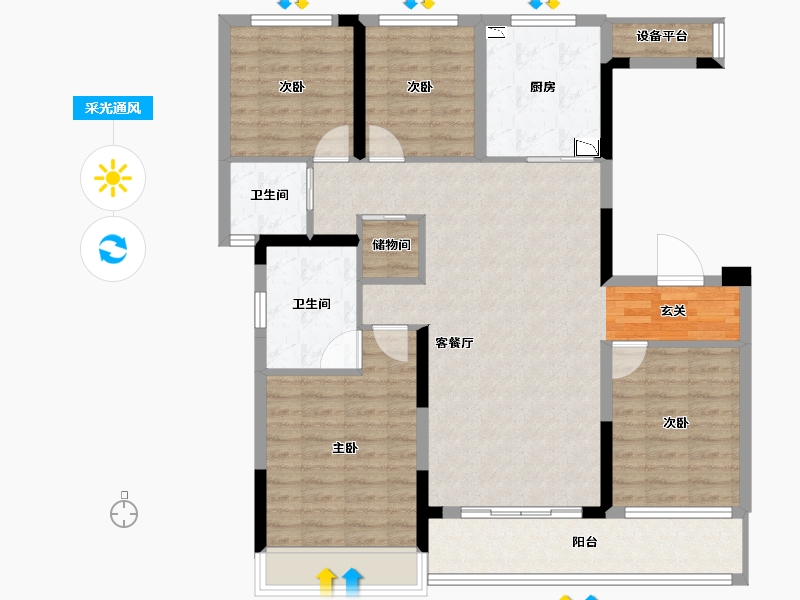 浙江省-杭州市-地铁万科未来天空之城-107.29-户型库-采光通风