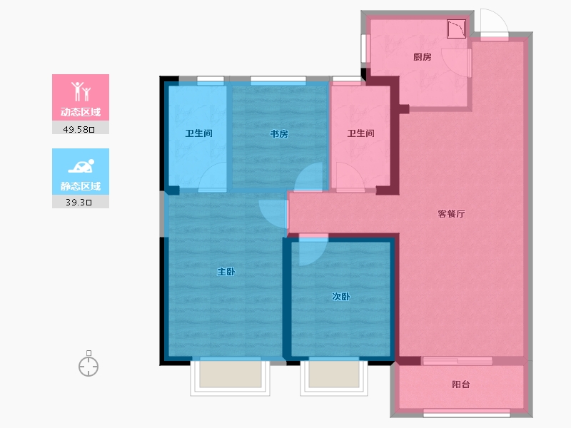 湖北省-武汉市-大华滨江天地三期铂金瑞府-78.90-户型库-动静分区