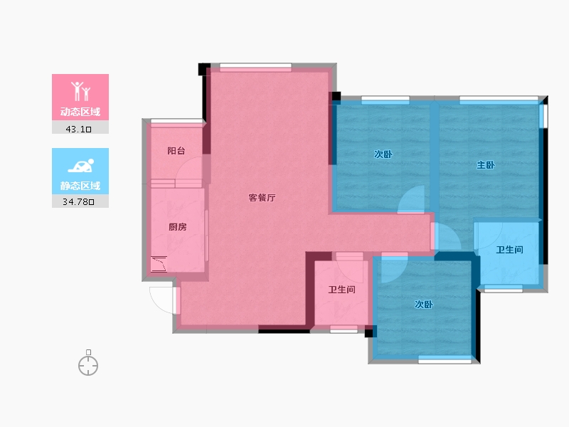 四川省-德阳市-阳光中央公园-68.26-户型库-动静分区