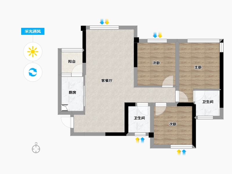 四川省-德阳市-阳光中央公园-68.26-户型库-采光通风