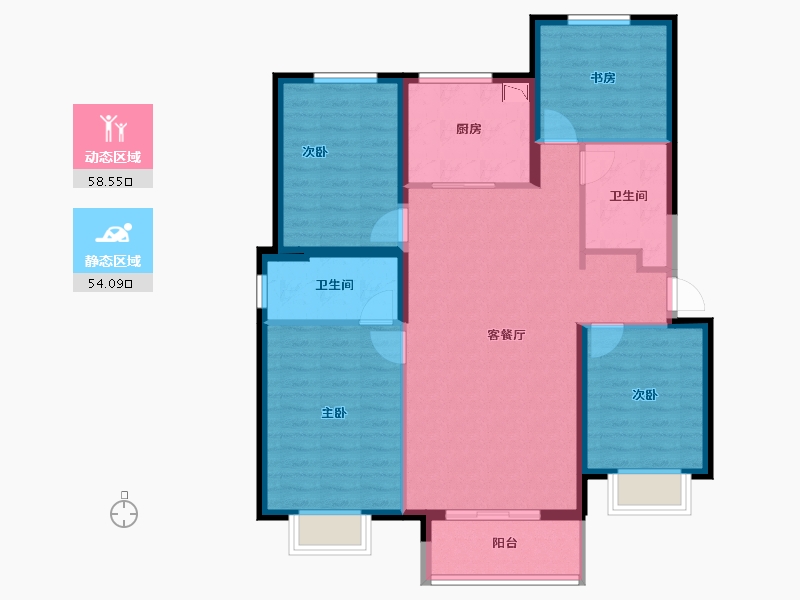 河北省-石家庄市-万科・公园大道-101.38-户型库-动静分区