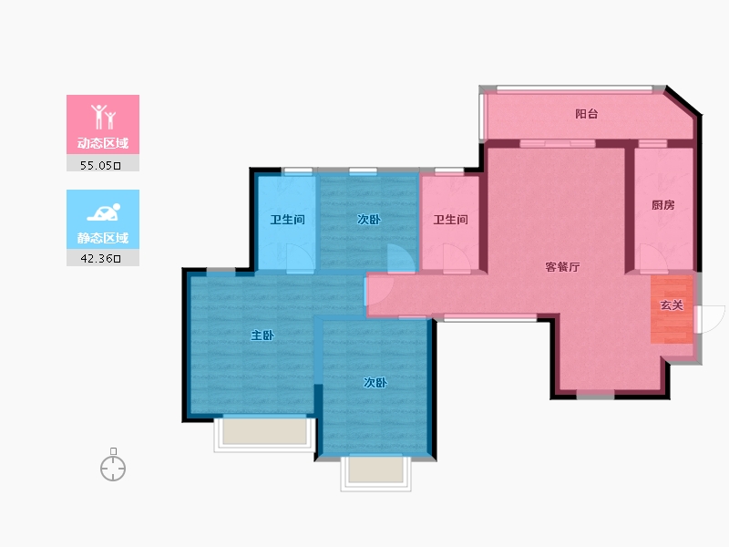 贵州省-贵阳市-贵阳恒大帝景-86.78-户型库-动静分区