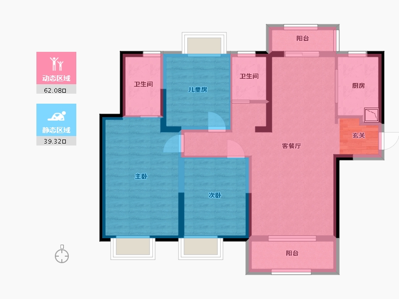 湖南省-长沙市-金地中交麓谷香颂-89.76-户型库-动静分区