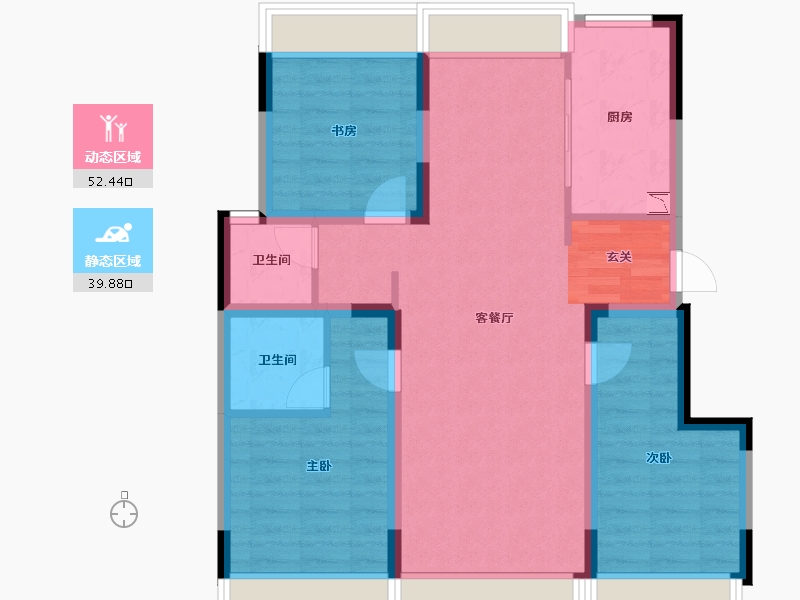 吉林省-长春市-中海橡树园-82.02-户型库-动静分区