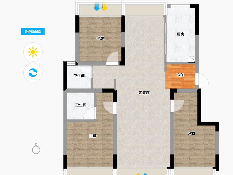 吉林省-长春市-中海橡树园-82.02-户型库-采光通风