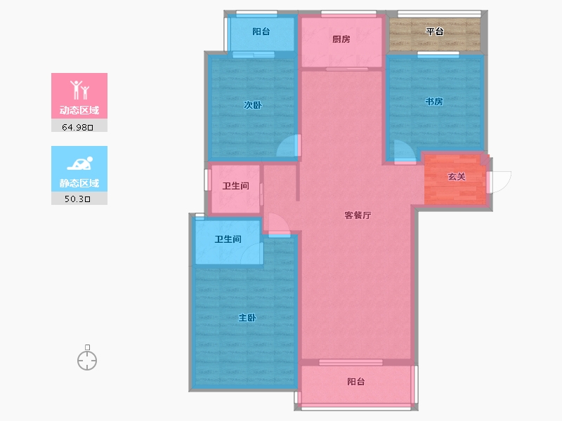 河南省-洛阳市-中浩德・山水文苑-106.98-户型库-动静分区