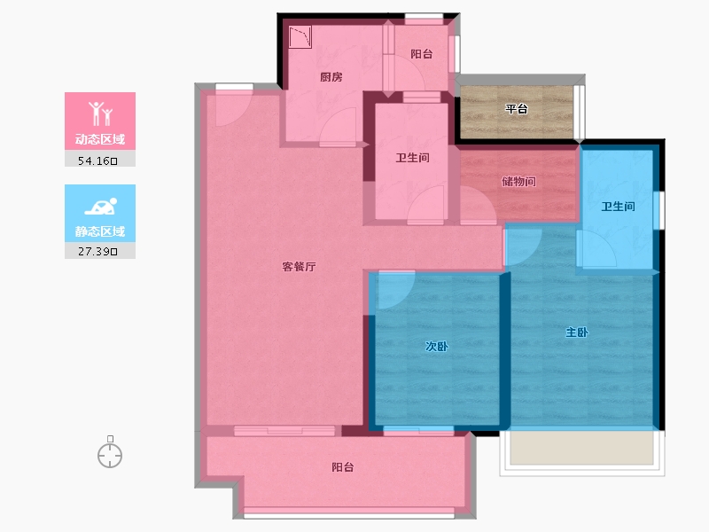 广东省-汕头市-博翠府-74.63-户型库-动静分区