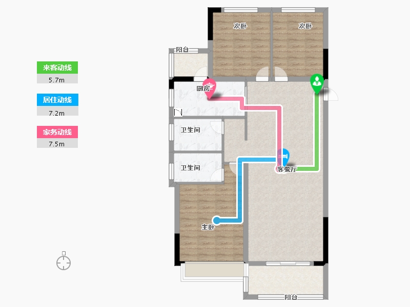 湖北省-恩施土家族苗族自治州-广银海棠湾-102.40-户型库-动静线