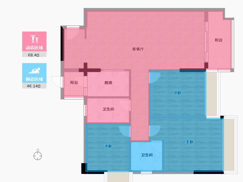 广东省-湛江市-聚秀园-104.66-户型库-动静分区