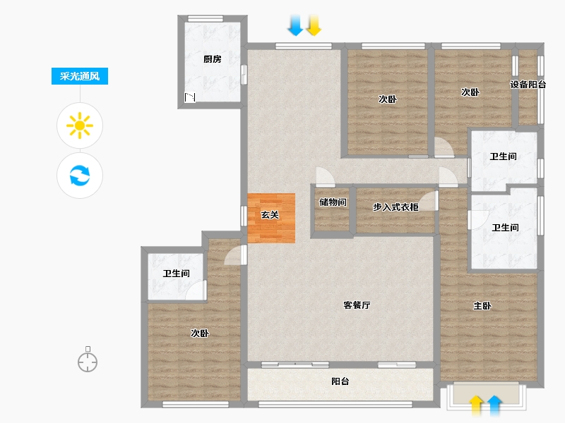 江苏省-南通市-滨江曙光之星-160.00-户型库-采光通风