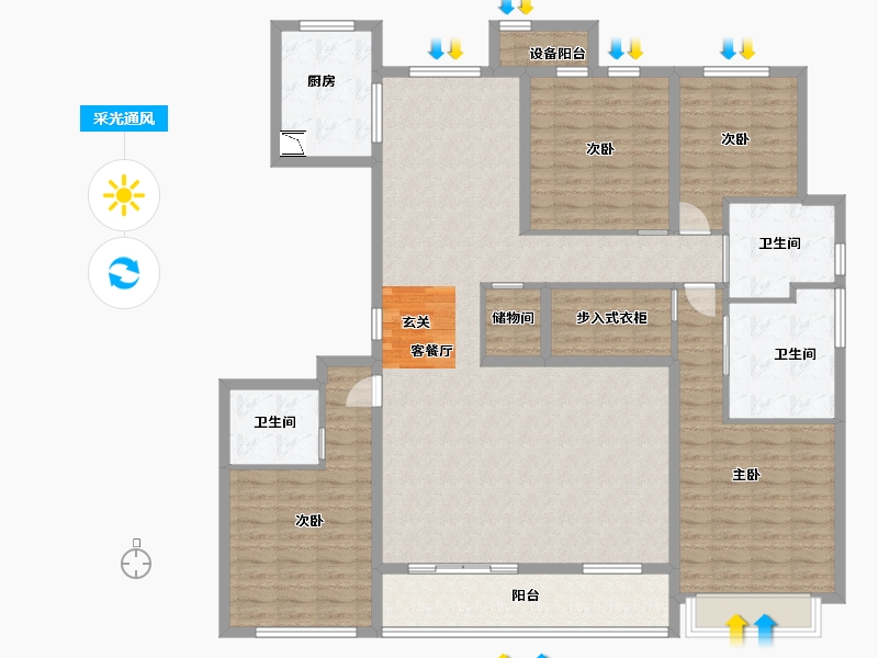 江苏省-南通市-滨江曙光之星-164.80-户型库-采光通风