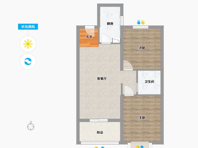 山西省-晋中市-阳光城・文澜府-61.38-户型库-采光通风