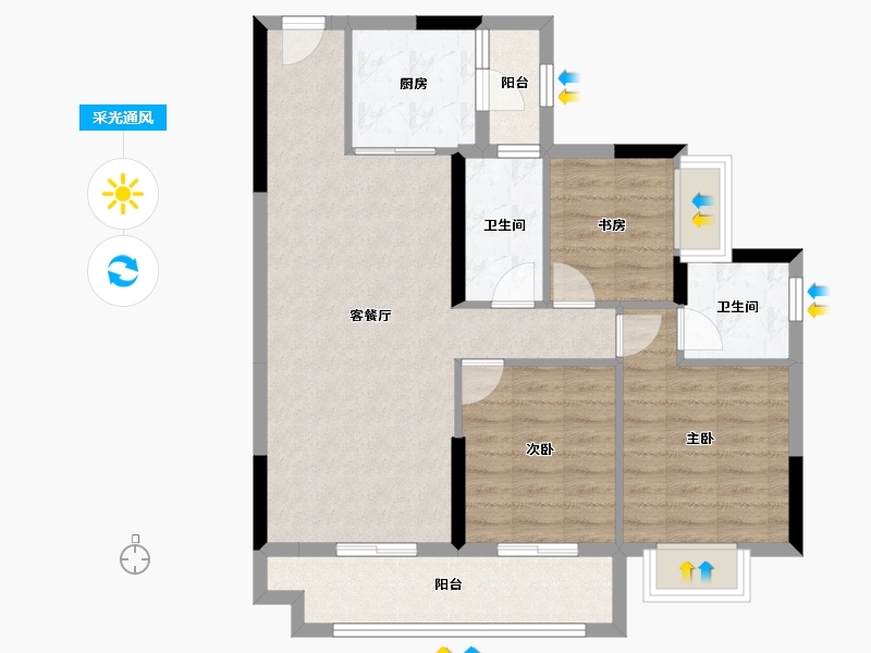 贵州省-贵阳市-百花里-82.94-户型库-采光通风