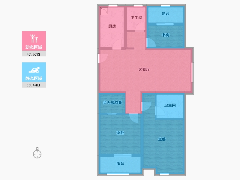 江苏省-盐城市-阜宁中心-94.64-户型库-动静分区