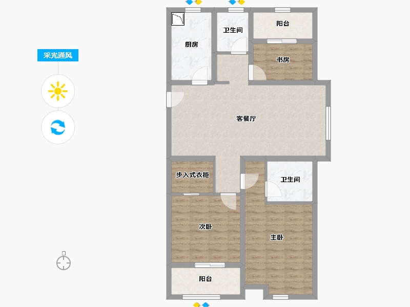 江苏省-盐城市-阜宁中心-94.64-户型库-采光通风