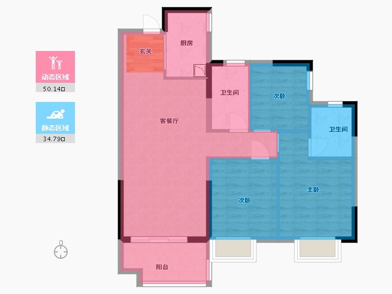 广东省-佛山市-金地海逸悦江-76.01-户型库-动静分区