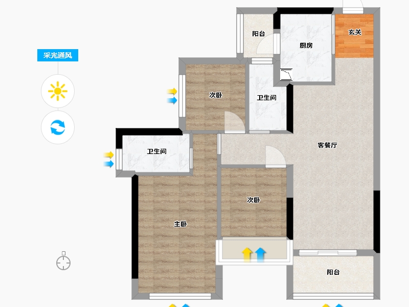 广东省-佛山市-龙光天曜-73.19-户型库-采光通风