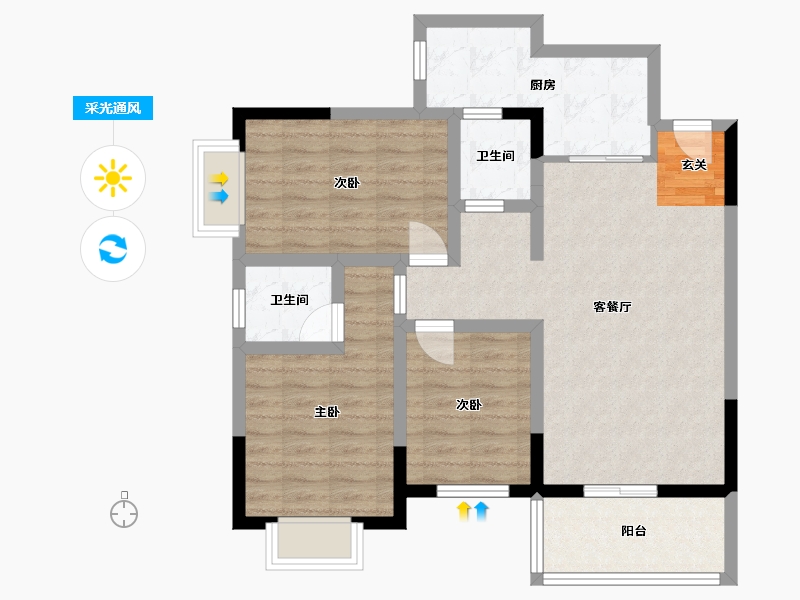 广西壮族自治区-北海市-汇联・海湾明珠二期-83.06-户型库-采光通风