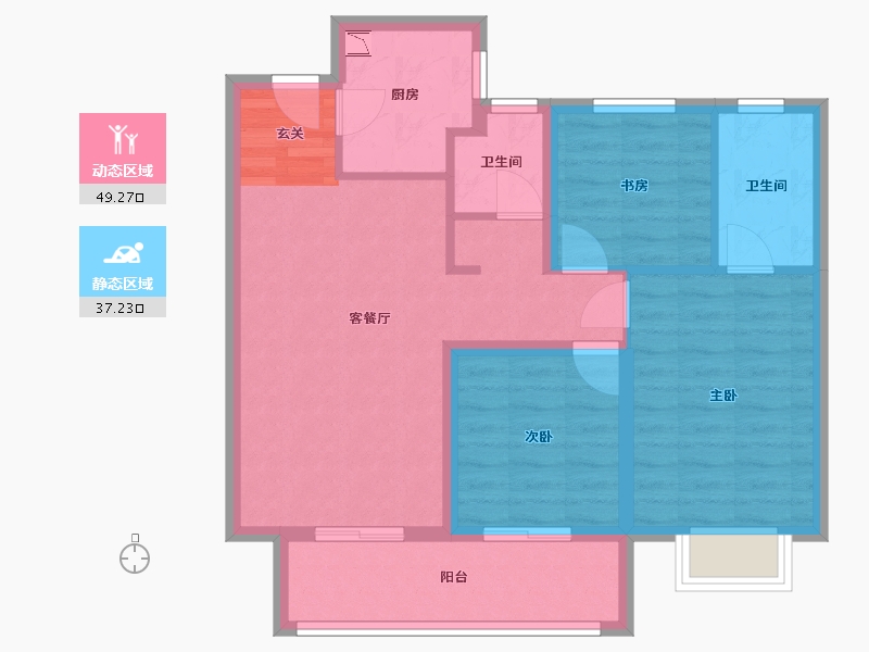 山西省-晋中市-晋中阳光城・文澜府-76.86-户型库-动静分区