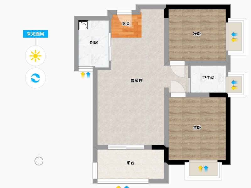 广西壮族自治区-北海市-汇联・海湾明珠二期-56.95-户型库-采光通风