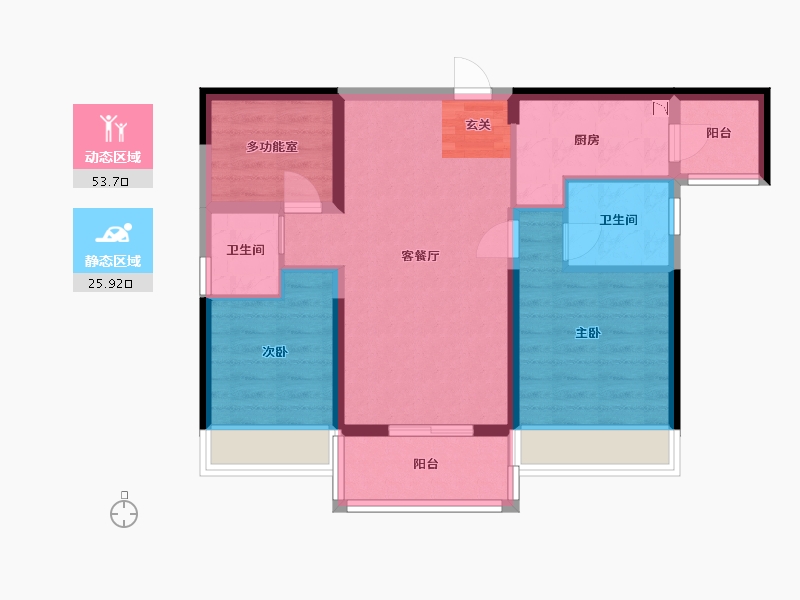 广东省-江门市-新会骏景湾・领誉-70.02-户型库-动静分区