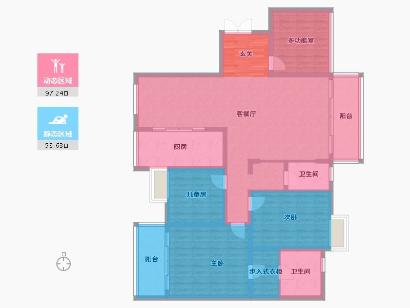 湖南省-郴州市-新贵华城三期-136.11-户型库-动静分区