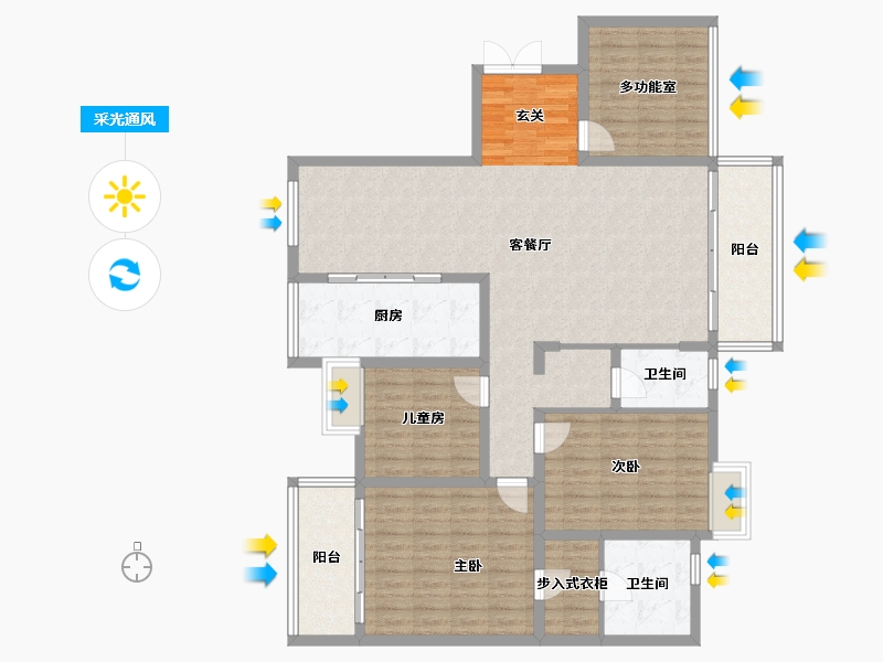 湖南省-郴州市-新贵华城三期-136.11-户型库-采光通风