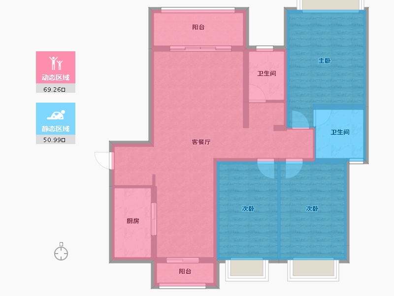 江西省-吉安市-锦上庐陵-107.60-户型库-动静分区