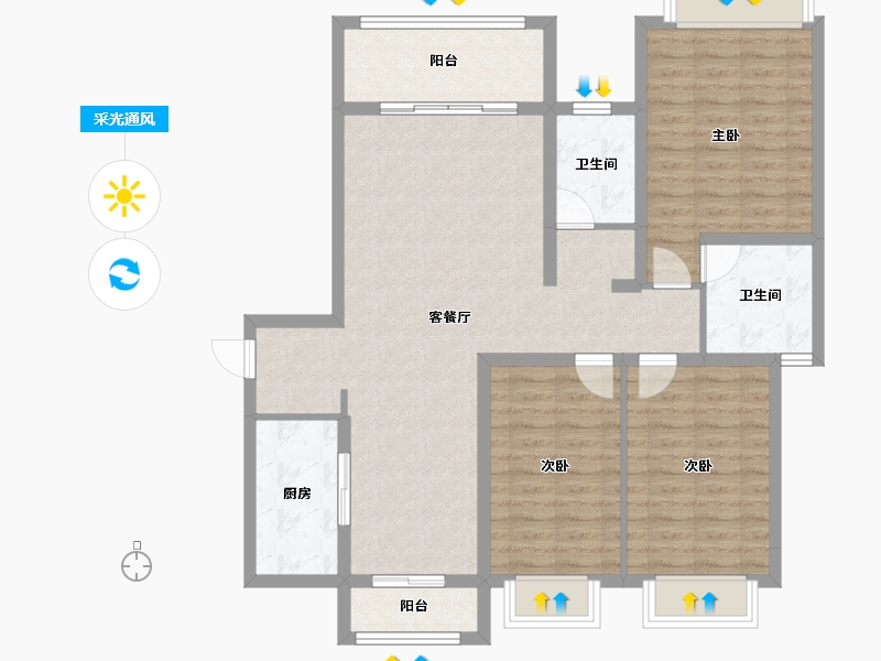 江西省-吉安市-锦上庐陵-107.60-户型库-采光通风