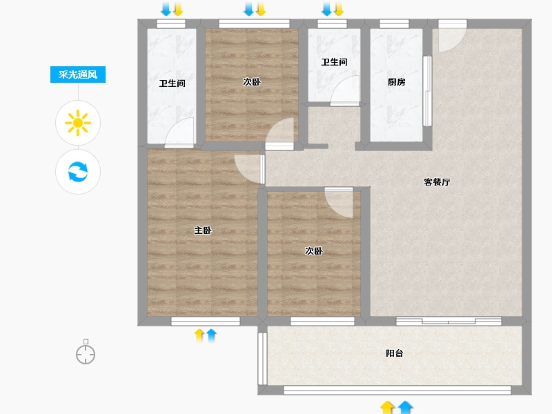 青海省-海南藏族自治州-海湾花园-87.10-户型库-采光通风