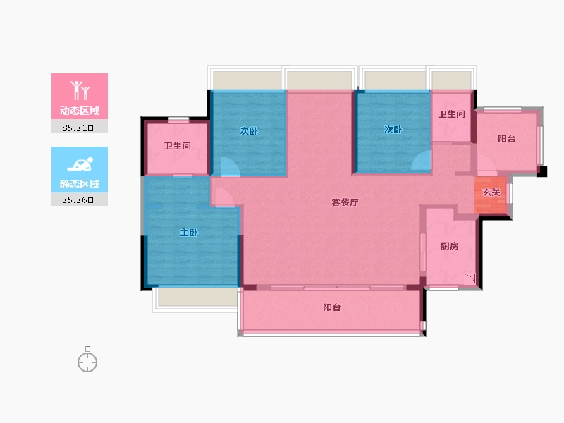 广东省-湛江市-红星・湛江爱琴海国际广场-108.85-户型库-动静分区