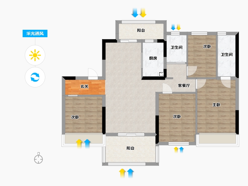 广东省-湛江市-碧桂园公园首府-103.81-户型库-采光通风