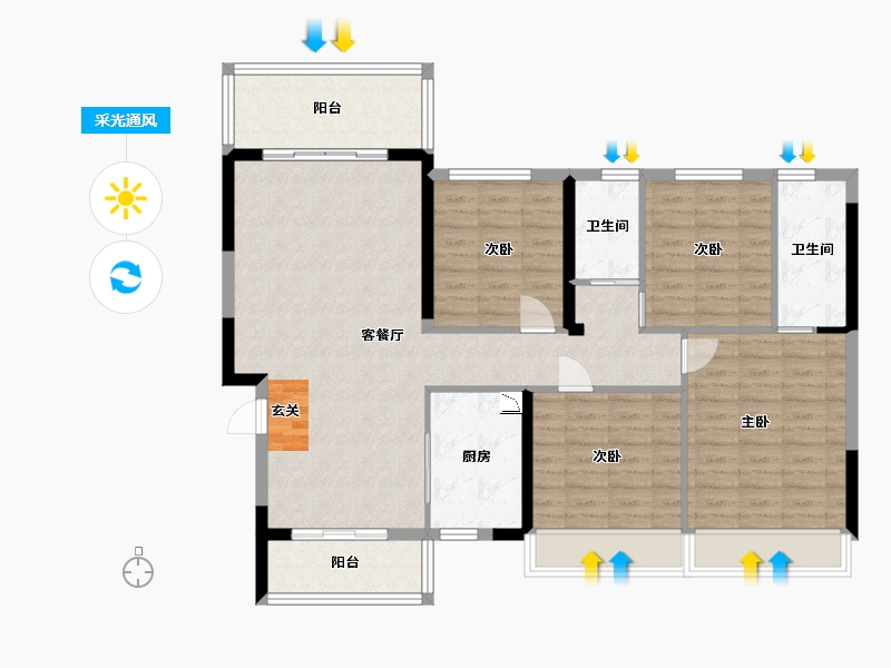 广东省-湛江市-碧桂园公园首府-114.40-户型库-采光通风