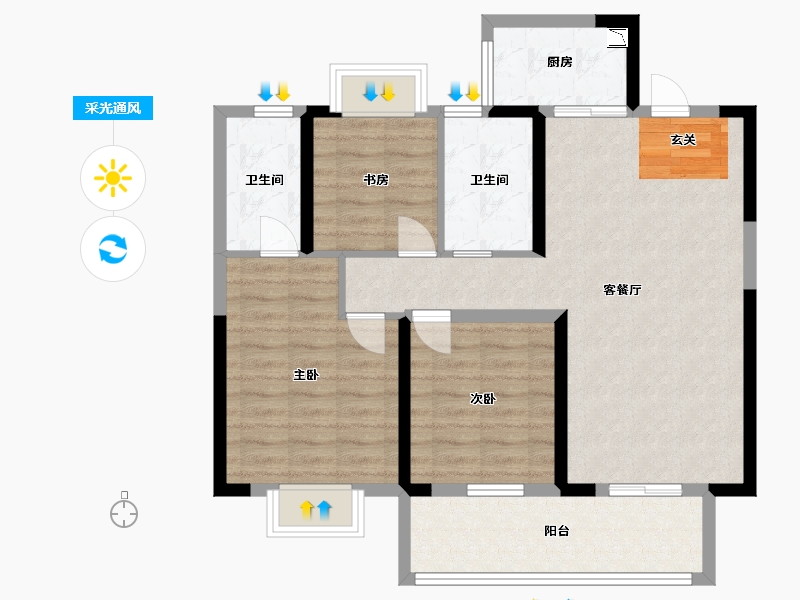 江西省-九江市-赣电荣府-88.01-户型库-采光通风