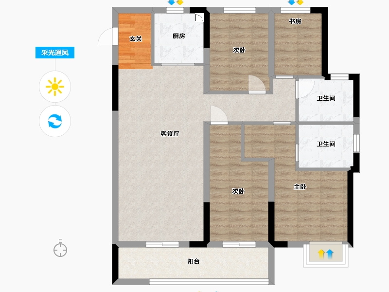 江西省-九江市-融信碧桂园金地・九棠-94.26-户型库-采光通风