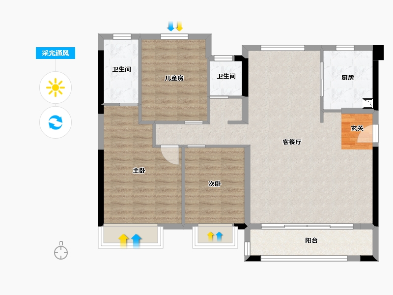 湖北省-武汉市-武汉碧云天-93.34-户型库-采光通风