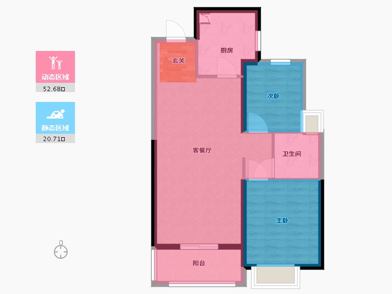 湖北省-武汉市-融创首创九派江山-65.60-户型库-动静分区